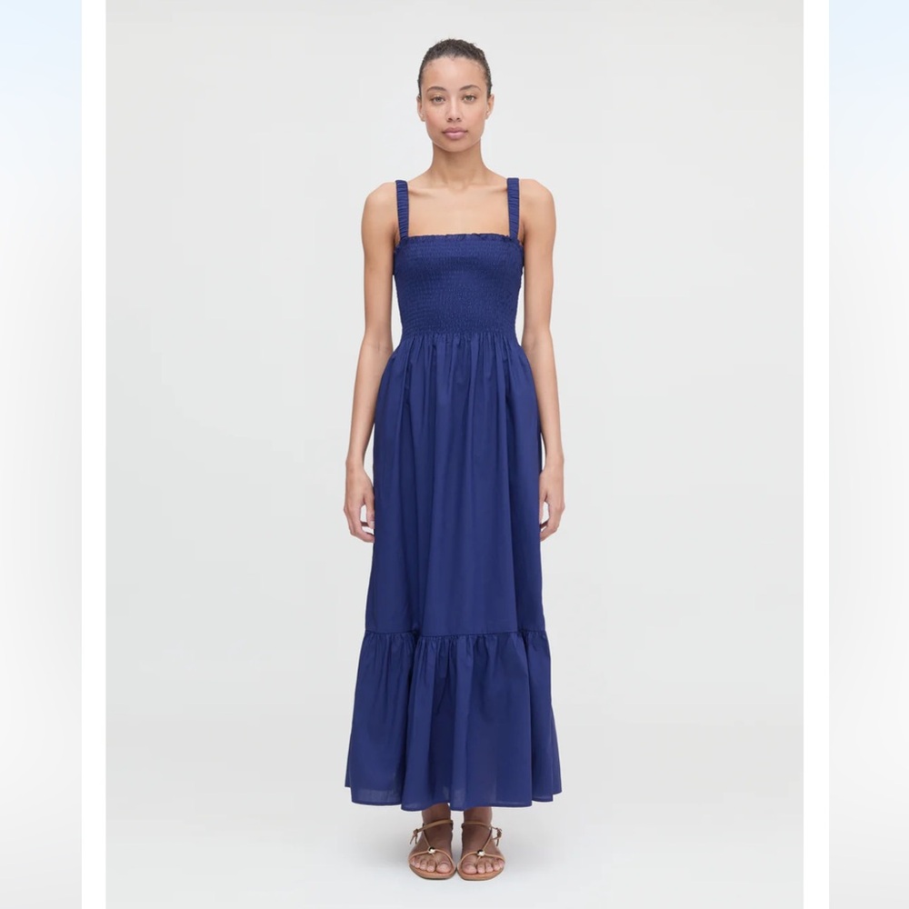 NWT Hill House Home Anjuli Blue Smocked Maxi Dress